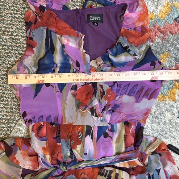 Adrianna Papell 100% Silk Floral Feminine Dress Size 8 Summer Cocktail - Picture 9 of 10